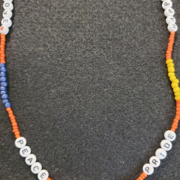 PRIDE, PEACE, LOVE, HAPPY LONG FUN BEADED NECKLACE. - Picture 2 of 4